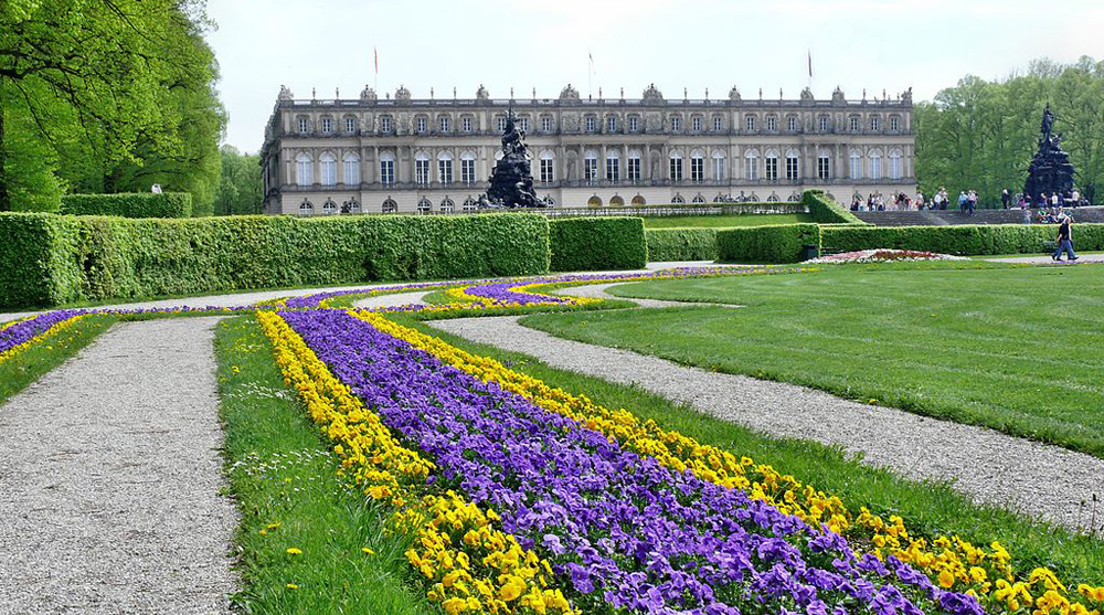 Gardens of Herrenchiemsee with the Palace in the background